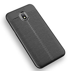 Soft Silicone Gel Leather Snap On Case Q01 for Samsung Galaxy J3 (2018) SM-J377A Black