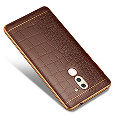 Soft Silicone Gel Leather Snap On Case W01 for Huawei GR5 (2017) Brown