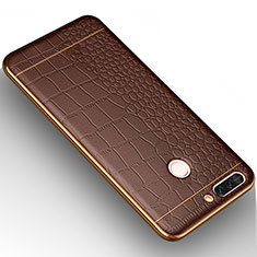 Soft Silicone Gel Leather Snap On Case W01 for Huawei Honor V9 Brown