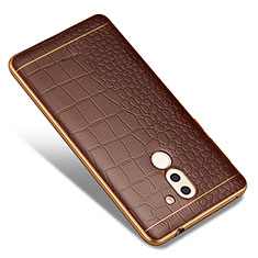 Soft Silicone Gel Leather Snap On Case W01 for Huawei Mate 9 Lite Brown