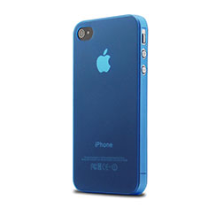 Soft Silicone Gel Transparent Matte Finish Case for Apple iPhone 4 Blue