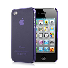 Soft Silicone Gel Transparent Matte Finish Case for Apple iPhone 4 Purple