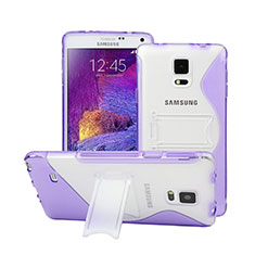 Soft TPU Transparent Stands S-Line Cover for Samsung Galaxy Note 4 Duos N9100 Dual SIM Purple