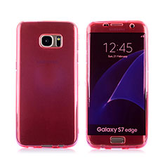 Soft Transparent Flip Case Cover for Samsung Galaxy S7 Edge G935F Red