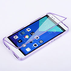 Soft Transparent Flip Case for Huawei Honor 7 Purple