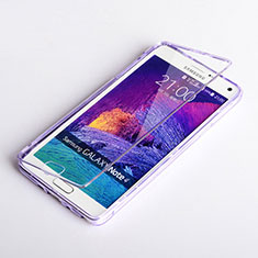 Soft Transparent Flip Case for Samsung Galaxy Note 4 Duos N9100 Dual SIM Purple