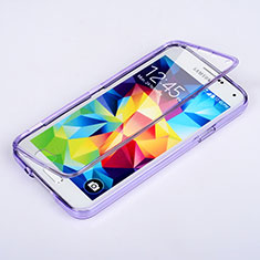 Soft Transparent Flip Case for Samsung Galaxy S5 Duos Plus Purple