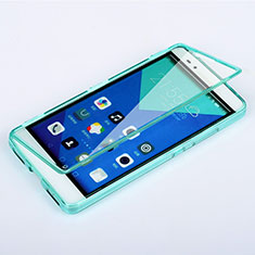 Soft Transparent Flip Cover for Huawei Honor 7 Dual SIM Sky Blue