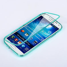 Soft Transparent Flip Cover for Samsung Galaxy S4 i9500 i9505 Sky Blue