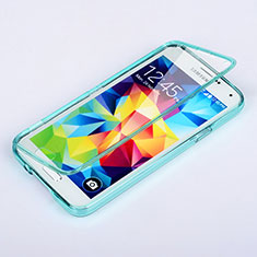 Soft Transparent Flip Cover for Samsung Galaxy S5 G900F G903F Sky Blue