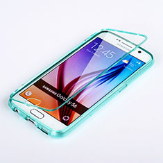 Soft Transparent Flip Cover for Samsung Galaxy S6 Duos SM-G920F G9200 Sky Blue