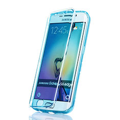 Soft Transparent Flip Cover for Samsung Galaxy S6 Edge SM-G925 Blue