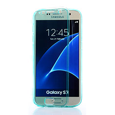 Soft Transparent Flip Cover for Samsung Galaxy S7 G930F G930FD Sky Blue