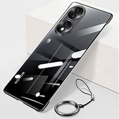 Transparent Crystal Frameless Hard Case Back Cover for Huawei Honor X7b Black