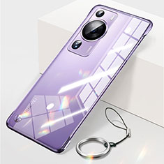 Transparent Crystal Frameless Hard Case Back Cover for Huawei P60 Purple