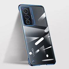 Transparent Crystal Frameless Hard Case Back Cover for Vivo X70 5G Blue