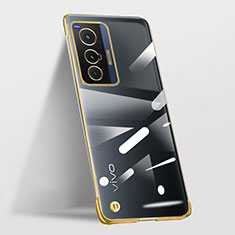 Transparent Crystal Frameless Hard Case Back Cover for Vivo X70 5G Gold