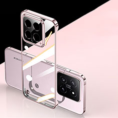 Transparent Crystal Frameless Hard Case Back Cover for Xiaomi Mi 14 5G Pink