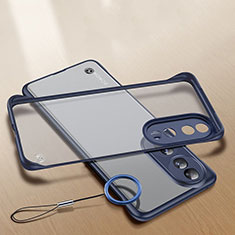 Transparent Crystal Frameless Hard Case Back Cover H01 for Huawei Honor 90 Pro 5G Blue