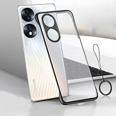 Transparent Crystal Frameless Hard Case Back Cover H01 for Huawei Honor X7b Black