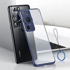 Transparent Crystal Frameless Hard Case Back Cover H01 for Huawei P60 Blue