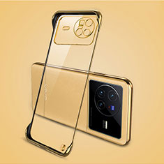 Transparent Crystal Frameless Hard Case Back Cover H01 for Vivo X80 5G Gold
