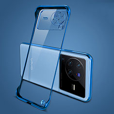 Transparent Crystal Frameless Hard Case Back Cover H01 for Vivo X80 Pro 5G Blue