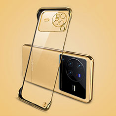 Transparent Crystal Frameless Hard Case Back Cover H01 for Vivo X80 Pro 5G Gold