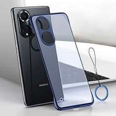 Transparent Crystal Frameless Hard Case Back Cover H02 for Huawei Honor 50 Pro 5G Blue