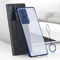 Transparent Crystal Frameless Hard Case Back Cover H02 for Vivo X70 Pro 5G Blue