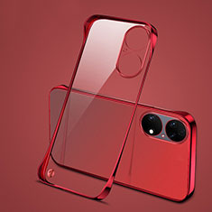 Transparent Crystal Frameless Hard Case Back Cover H03 for Huawei P50 Pro Red