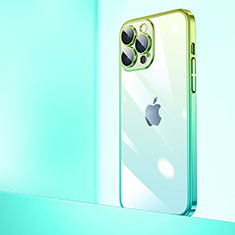 Transparent Crystal Gradient Hard Case Back Cover QC1 for Apple iPhone 14 Pro Green