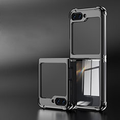 Transparent Crystal Hard Case Back Cover AN1 for Samsung Galaxy Z Flip5 5G Black