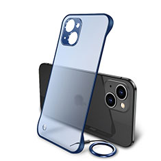 Transparent Crystal Hard Case Back Cover H01 for Apple iPhone 13 Blue