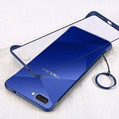 Transparent Crystal Hard Case Back Cover H01 for Oppo A12e Blue