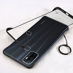 Transparent Crystal Hard Case Back Cover H01 for Oppo A32 Black