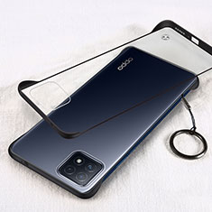 Transparent Crystal Hard Case Back Cover H01 for Oppo A53 5G Black