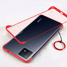 Transparent Crystal Hard Case Back Cover H01 for Oppo A53 5G Red