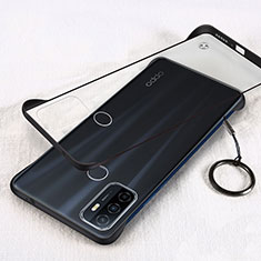 Transparent Crystal Hard Case Back Cover H01 for Oppo A53s Black