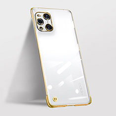 Transparent Crystal Hard Case Back Cover H01 for Oppo Find X3 5G Gold