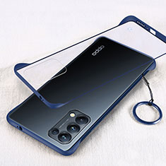 Transparent Crystal Hard Case Back Cover H01 for Oppo Find X3 Lite 5G Blue