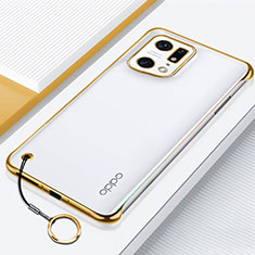 Transparent Crystal Hard Case Back Cover H01 for Oppo Find X5 5G Gold