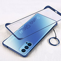 Transparent Crystal Hard Case Back Cover H01 for Oppo Reno4 5G Blue