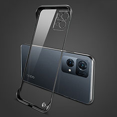 Transparent Crystal Hard Case Back Cover H01 for Oppo Reno7 Pro 5G Black