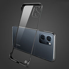 Transparent Crystal Hard Case Back Cover H01 for Oppo Reno7 SE 5G Black