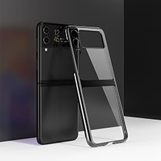 Transparent Crystal Hard Case Back Cover H01 for Samsung Galaxy Z Flip3 5G Black