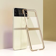 Transparent Crystal Hard Case Back Cover H01 for Samsung Galaxy Z Flip3 5G Gold
