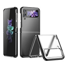 Transparent Crystal Hard Case Back Cover H01 for Samsung Galaxy Z Flip4 5G Black