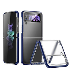 Transparent Crystal Hard Case Back Cover H01 for Samsung Galaxy Z Flip4 5G Blue