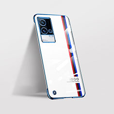 Transparent Crystal Hard Case Back Cover H01 for Vivo iQOO 8 5G Blue